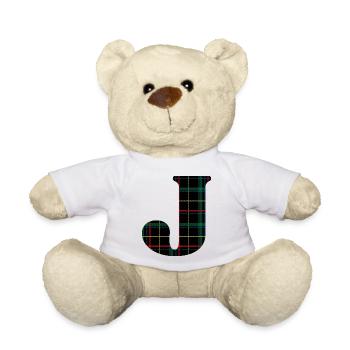 Monogramme j tartan écossais - Nounours - blanc - Devant