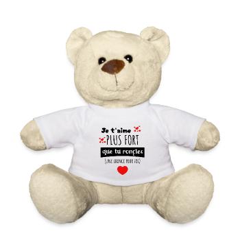 Je t'aime plus fort Cadeau Saint Valentin - Nounours - blanc - Devant