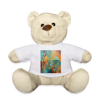 Composition abstraite avec des feuilles et des cercles - Nounours - blanc - Devant