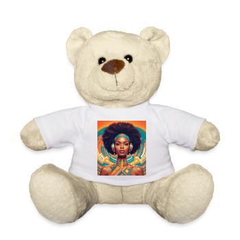 Portrait d’une personne avec un afro et des écouteurs - Nounours - blanc - Devant