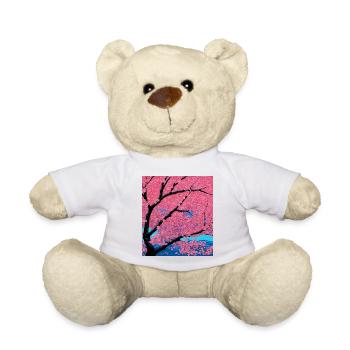 Cherry blossom against the background of mountains - Teddy Bear - white - Front