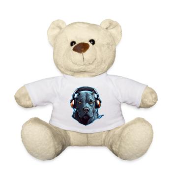 Cooler Pitbull mit Kopfhörern - Teddy - Weiß - Vorne