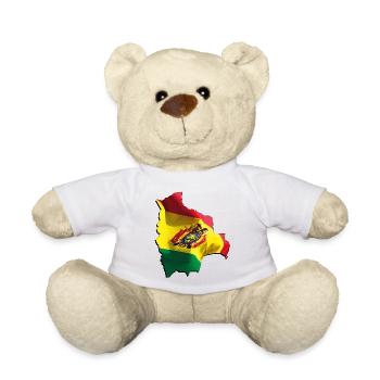 Bolivien Flagge in der Bolivien Landkarte - Teddy - Weiß - Vorne