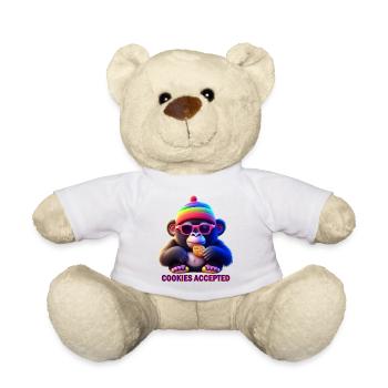 Buntes Affe mit Sonnenbrille und Mütze - Teddy - Weiß - Vorne