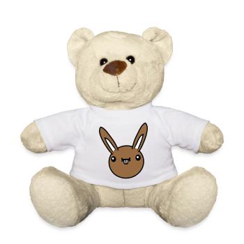 Lapin Drôle Visage Grimace Idiot Drôle Sourire - Nounours - blanc - Devant
