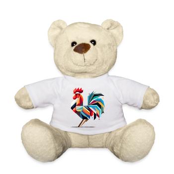 Colorful Geometric Rooster in Polygon Style - Teddy Bear - white - Front
