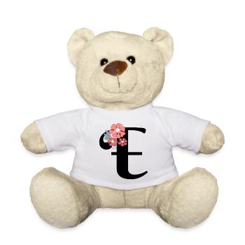 Lettre e fleurs minimalistes - Nounours - blanc - Devant