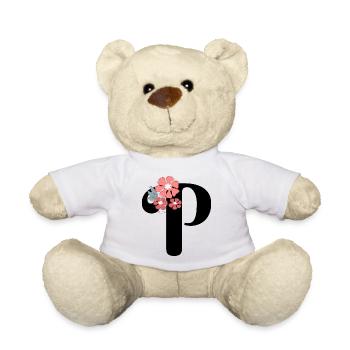 Lettre p fleurs minimalistes - Nounours - blanc - Devant
