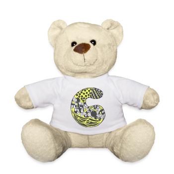 Buchstabe C mit Charakter in gelb - Teddy - Weiß - Vorne