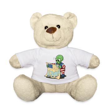 Cute Alien with USA Map - Teddy Bear - white - Front