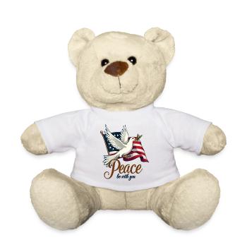 Friedenstaube mit Flagge - Teddy - Weiß - Vorne