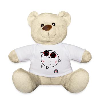 Comic mit Sonnenbrille - Teddy - Weiß - Vorne