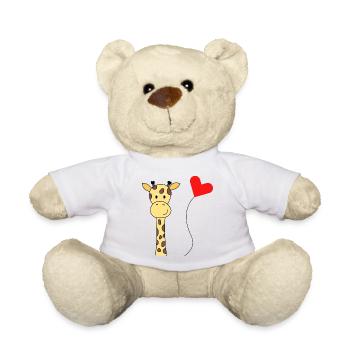 Giraffe mit Herzluftballon – Tierisch süßes Motiv - Teddy - Weiß - Vorne