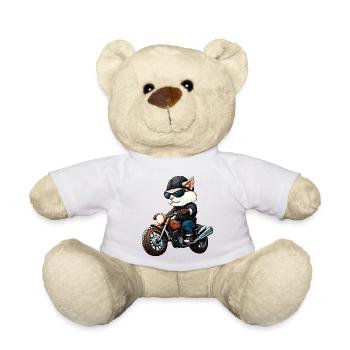 Motorcyclist Cat - Teddy Bear - white - Front