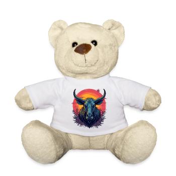 Futuristic bison at sunset - Teddy Bear - white - Front