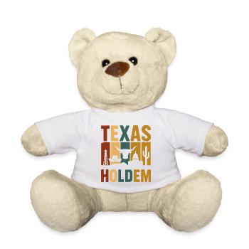 Texas Holdem Vintage Western Poker Shirt Retro - Teddy Bear - white - Front