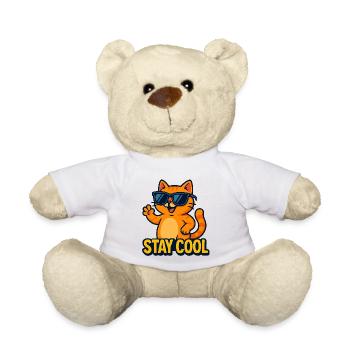 Stay Cool Cat - Coole Katze mit Sonnenbrille - Teddy - Weiß - Vorne