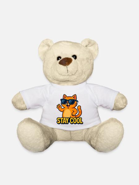 Stay Cool Cat - Coole Katze mit Sonnenbrille - Teddy - Weiß