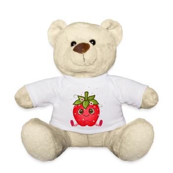 Cute strawberry figurine with googly eyes - Teddy Bear - white - Front