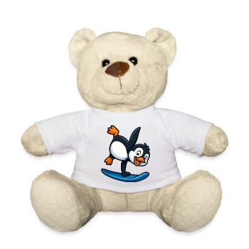 Cooler Pinguin Surfer Wassersport Sommer Cartoon - Teddy - Weiß - Vorne