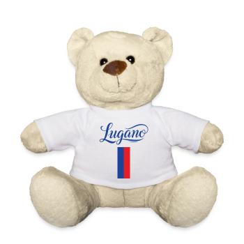 Lugano Souvenir in Red Blue - Teddy Bear - white - Front