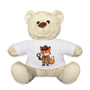 Pixel Detective Fox Design - Teddy Bear - white - Front
