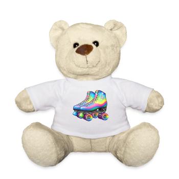 Rainbow Roller Skates Retro Disco Style - Teddy Bear - white - Front