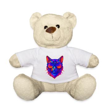 Lebendige Neonkatze mit Sonnenbrille - Teddy - Weiß - Vorne