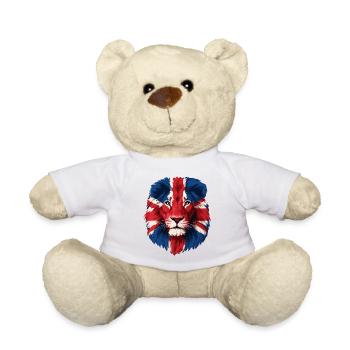 Majestätischer Löwe mit Union Jack Mähne - Teddy - Weiß - Vorne