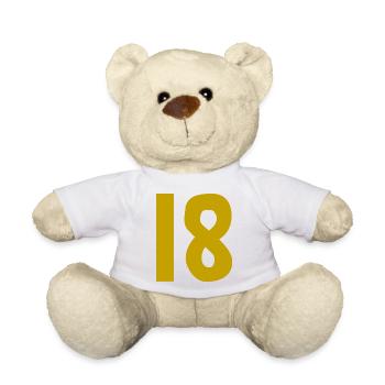 18. 18 ANS. 18e ANNIVERSAIRE. ANNIVERSAIRE 18 ANS. - Nounours - blanc - Devant