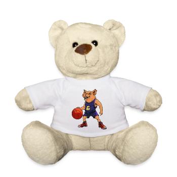 Basketball player pig - Teddy Bear - white - Front
