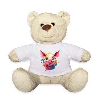 Cute pig head with color splashes - Teddy Bear - white - Front