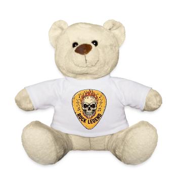 Rock Legende Skull mit Flammen - Teddy - Weiß - Vorne