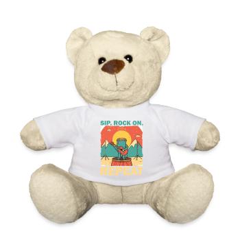 Kaffeebecher Gitarrist im Konzertstil - Teddy - Weiß - Vorne