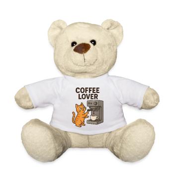 Cat Love Coffee Motif - Teddy Bear - white - Front