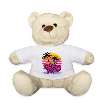 Coucher de soleil rétro avec motif palmier - Nounours - blanc - Devant