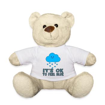 Melancholic Cloud Blue Hearts - Teddy Bear - white - Front