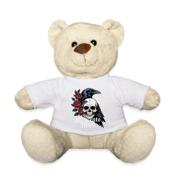 Crâne de Memento Mori & Roses de corbeau - Nounours - blanc - Devant