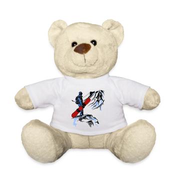 Snowboarder avec planche rouge – art du contraste - Nounours - blanc - Devant