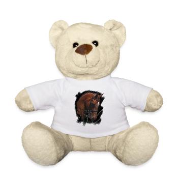 Horse portrait with riding reins - Teddy Bear - white - Front