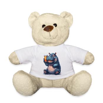 Nilpferd mit Bierglas Cartoon-Print - Teddy - Weiß - Vorne