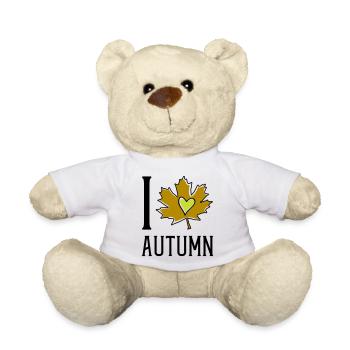 Cœur dans la feuille d’automne - Nounours - blanc - Devant
