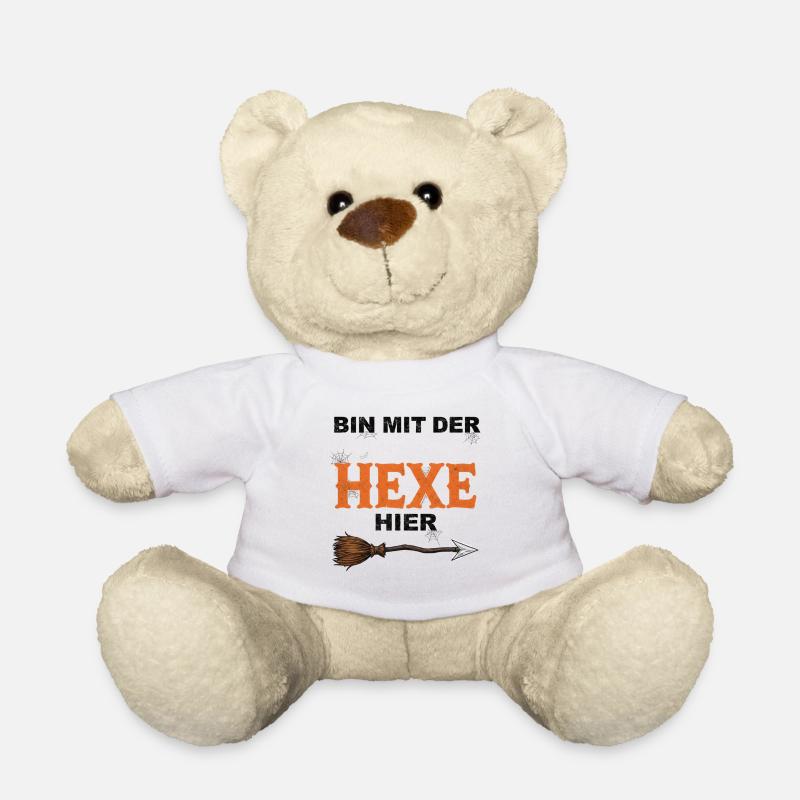 Bin mit der Hexe Lustiges Halloween T-Shirt  - Teddy - Weiß