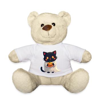 Halloween Cat with Halloween Pumpkin - Teddy Bear - white - Front