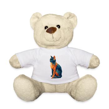 Polygone Géométrique Chat BleuOrange - Nounours - blanc - Devant