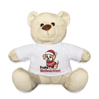 Weihnachtshund – Frohe Weihnachten! - Teddy - Weiß - Vorne