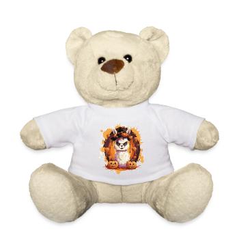 Lama d’Halloween en éclaboussures de citrouille - Nounours - blanc - Devant