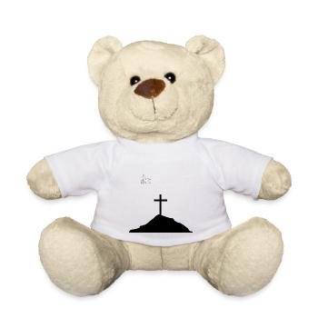 Dove of peace and cross on mountain - Teddy Bear - white - Front