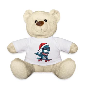 Dolphin Christmas Funny - Teddy Bear - white - Front