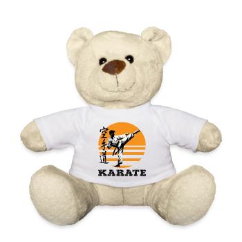Karatensilhouette im Sonnenkreis - Teddy - Weiß - Vorne
